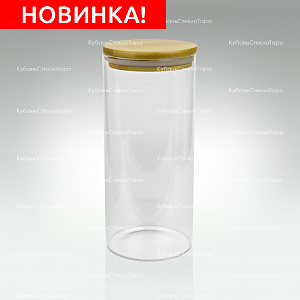 Банка 1,2 л стеклянная с бамбуковой крышкой оптом и по оптовым ценам в Ростове-на-Дону