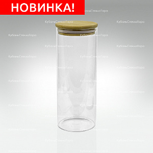Банка 1 л стеклянная с бамбуковой крышкой оптом и по оптовым ценам в Ростове-на-Дону
